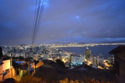 Night view of Florianopolis from a hill