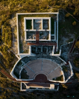Pietravairano theater temple aerial view
