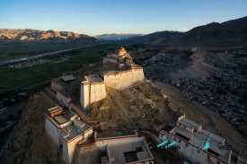 The high angle view of Gyantse Dzong, Tibet