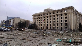 building of the Kharkiv Regional Administration destroyed